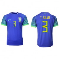 Koszulka piłkarska Brazylia Thiago Silva #3 Strój wyjazdowy MŚ 2022 tanio Krótki Rękaw